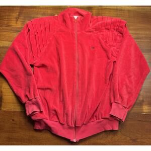 Vintage Oscar de la Renta Active Red Velour Full Zip Jacket 90s Made In USA Sz M